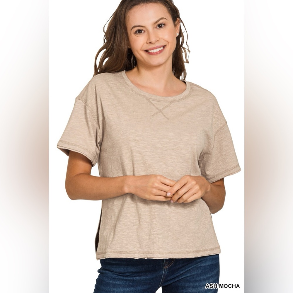 Zenana Cotton Slub Short Sleeve Tee